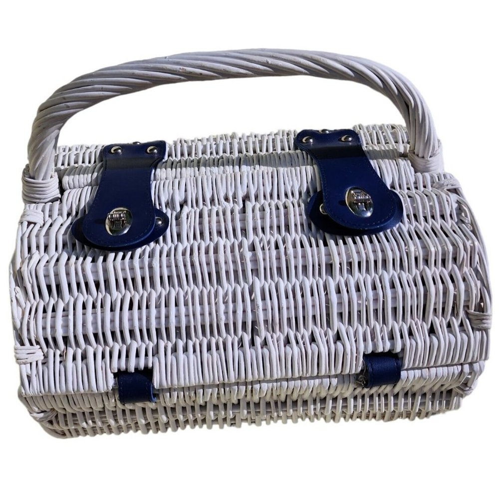 April Cornell Romantic Vintage Style Wicker Picnic Basket With Accessories